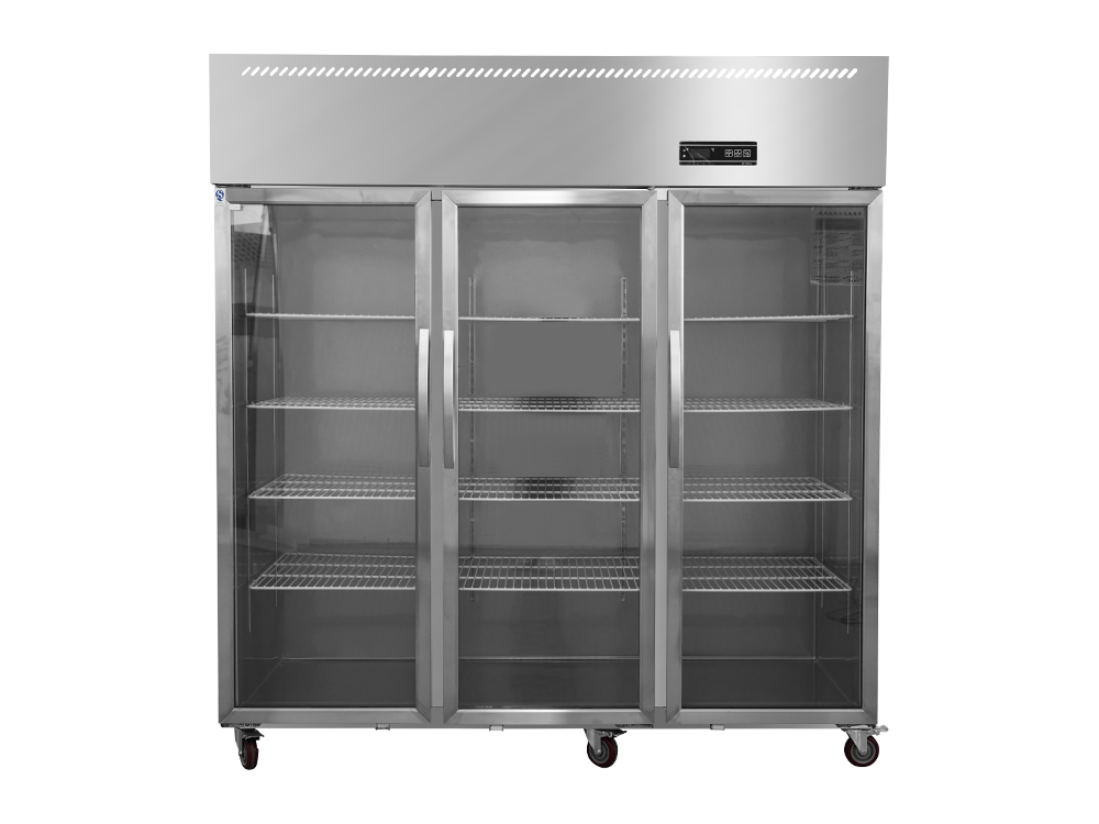 Chiller/congelador Gran enfriamiento de ventilador de puertas de vidrio de tres puertas