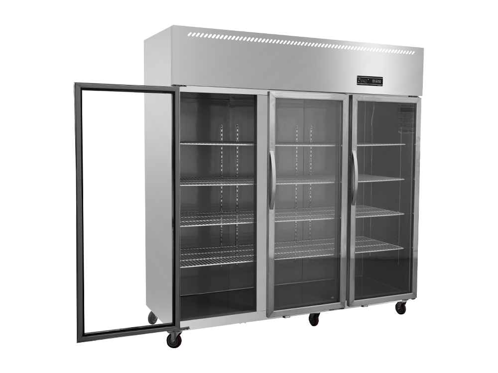 Chiller/congelador Gran enfriamiento de ventilador de puertas de vidrio de tres puertas