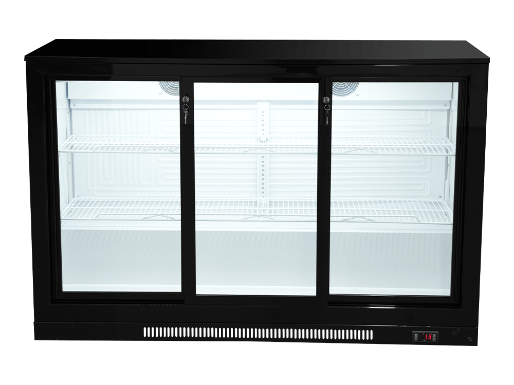 Enfriador de barra deslizante de plástico de tres puertas