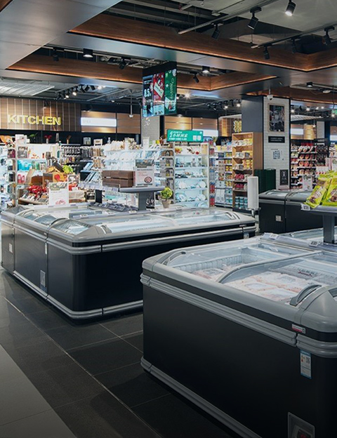 Supermercados gabinete de refrigeración fresca